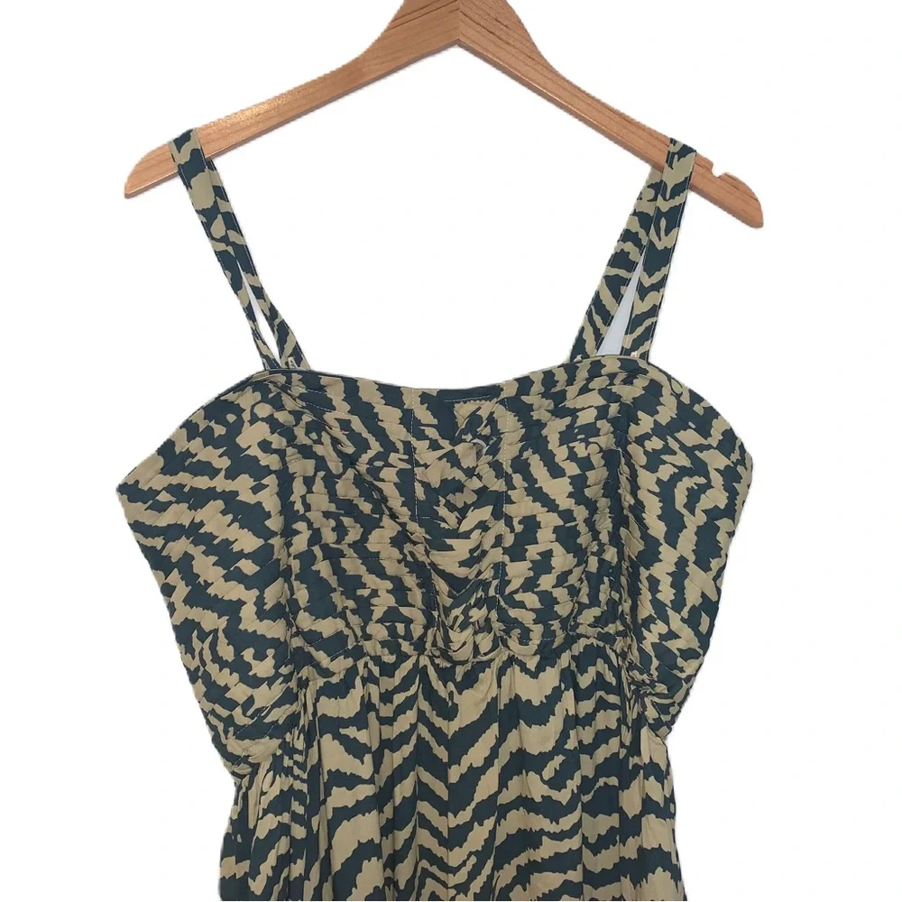 Soft Surroundings Olive & Tan Print Animal Maxi Dress Size Large